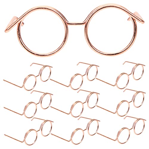 Gatuida 10 Stück Metallbrille Gläser Klein Umrandet Puppe Verkleiden Zubehör Minipuppenbrille Brillen Zum Anziehen Der Puppe Puppenbrillen Winzig Puppen Mit Rose Gold von Gatuida