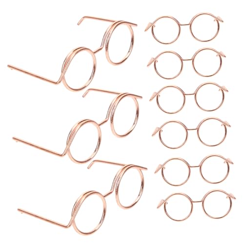 Gatuida 10 Stück Metallbrille Kleine Puppenbrille Brillen Zum Anziehen Der Puppe Zubehör Kleid Mini Umrandet Puppenbrillen Selber Machen Winzig Puppen Mit Gläser Rose Gold von Gatuida