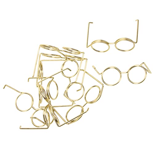 Gatuida 10 Stück Metallbrille Zum Anziehen Der Puppe Kostümzubehör Für Minipuppen Gläser Brillen Für Puppen Umrandete Puppensonnenbrille Puppe Golden von Gatuida