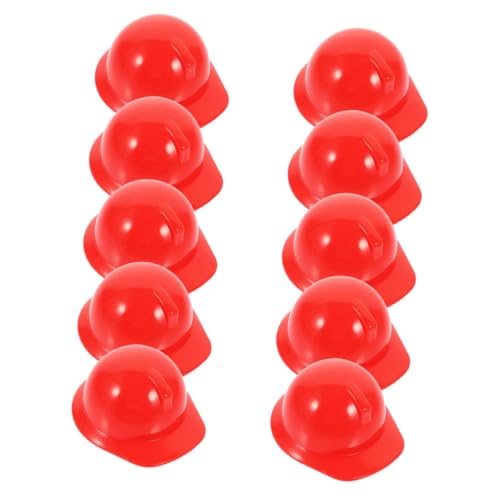 Gatuida 10 Stück Mini-Bauhut Miniaturhelm Puppenhut Zubehör DIY Zubehör Spielzeugbauer-Hut Kleinkind Konstruktion Hüte für bunt Cake Topper Helm kreativer Minihelm Plastik rot von Gatuida