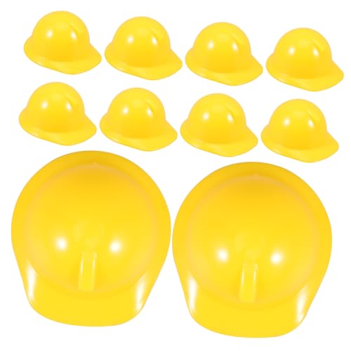 Gatuida 10 Stück Mini-bauhut Miniatur-bauhut Miniaturhut Puppenhüte Baumeister Gebäude Party Spielzeugbauer-Hut Zubehör Junge Bauherrenhut Bob Mini-schutzhelme Für Bunt Plastik Yellow von Gatuida
