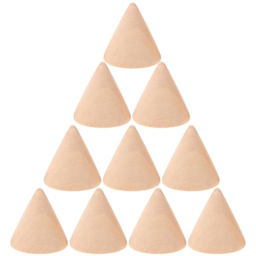 Gatuida 10 Stück Ornamente für Zapfen geformt Party herstellen Handwerk Hochzeitskegel Dreiecke Holz anzeigen Holzausstellungskegel Mini -Holzkegelform Pappkegel Hölzern von Gatuida