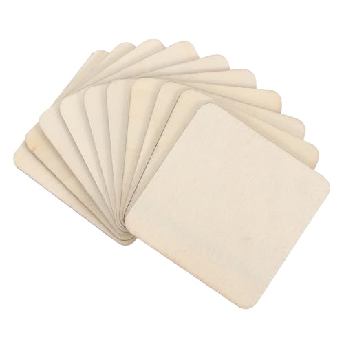 Gatuida 10 Stück Quadratische Holzscheiben aus Naturholz Unbehandelt Glatte Oberfläche für DIY Bastelprojekte Scrapbooking Malen Hochzeits Weihnachtsdekoration von Gatuida