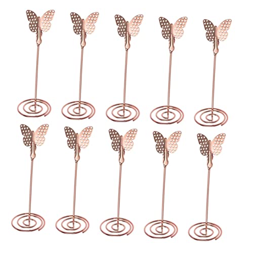 Gatuida 10 Stück Schmetterlings Tischkartenhalter Zettelhalter mit Clip für Fotos Menükarten und Hochzeitsdekoration Roségoldene Platzkartenständer für Feiern und Events von Gatuida