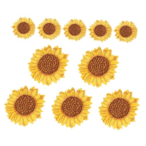 Gatuida 10 Stück Stoff aufkleber Patch aufkleber sticken Stickereiflicken für Jeans gestickte Abziehbilder gestickte Aufnäher Sonne groß Flicken aufbügeln Applikationsflicken aufnähen Gelb von Gatuida