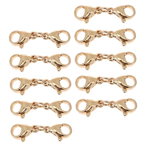Gatuida 10 Stück Teiliges Edelstahl Karabinerverschlüsse in Gold Doppelte Lobster Clasps für Halsketten Armbänder Schmuckherstellung und DIY verlängerung Zubehör von Gatuida