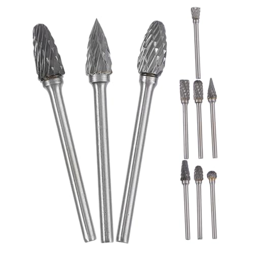 Gatuida 10 Stück Teiliges Hartmetall Frässtifte Doppelschnitt Wolframkarbid Rotary Burrs für Metallentgratung Holzschnitzerei Gravur Polieren Langlebig Kompatibel für Drehwerkzeuge von Gatuida