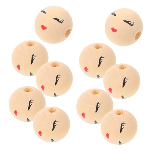 Gatuida 10 Stück Teiliges Holzperlen mit Fröhlichem Smile gesicht Natürliche Runde Holzperlen für DIY Schmuckherstellung Niedliche Cartoon perlen für Halsketten und Armbänder Kreative von Gatuida