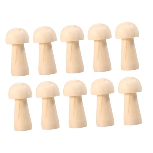 Gatuida 10 Stück Teiliges Kleine Holzpuppen DIY Bastelset Unvollendete Bemalbare Holzfiguren für Kreative Handwerksprojekte Holzpilz Dekoration von Gatuida
