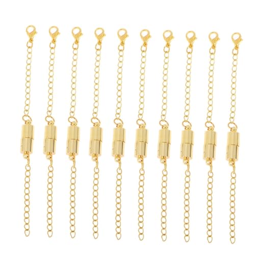 Gatuida 10 Stück Teiliges Magnetische Schmuckverbinder aus Verlängerung für Halsketten und Armbänder Einfache Handhabung für Arthritis Betroffene Goldfarbene Kettenverlängerungen von Gatuida