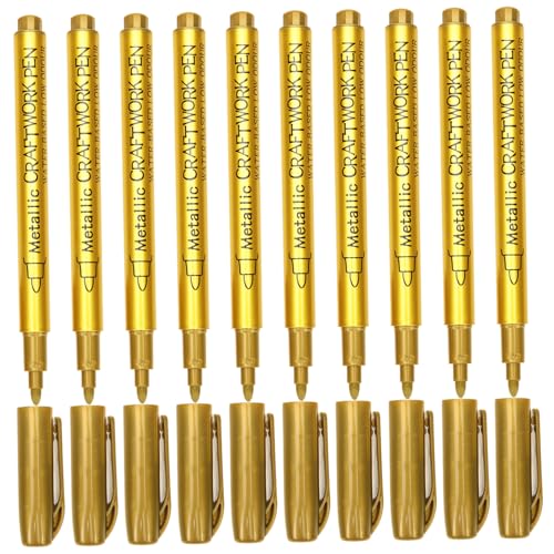 Gatuida 10 Stück Teiliges Metallic Ölbasierte Lackstifte Goldfarbene DIY Paint Marker für Stoff Holz Langlebig Spitze für Präzises Malen und Kreative Handwerksprojekte Gatuida 10 Stück Teiliges Metallic Ölbasierte Lackstifte Goldfarbene DIY Paint Marker für Stoff Holz Langlebig Spitze für Präzises Malen und Kreative Handwerksprojekte von Gatuida