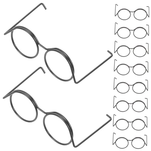 Gatuida 10 Stück Teiliges Mini Puppenbrillen aus Metall Runde Rahmenlose Brillen ohne Gläser Leichte DIY Accessoires für Puppen Kreative Spiel Bastelideen Schwarzes Design von Gatuida