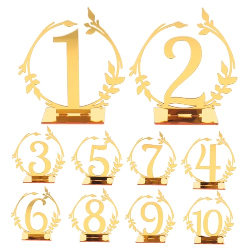 Gatuida 10 Stück Teiliges Set Tischnummern für Hochzeit und Party Stilvolle Tischkarten mit Goldfarbenen Zahlen Widerstandsfähig und Leicht zu Reinigen für Bankette und Gatuida 10 Stück Teiliges Set Tischnummern für Hochzeit und Party Stilvolle Tischkarten mit Goldfarbenen Zahlen Widerstandsfähig und Leicht zu Reinigen für Bankette und von Gatuida