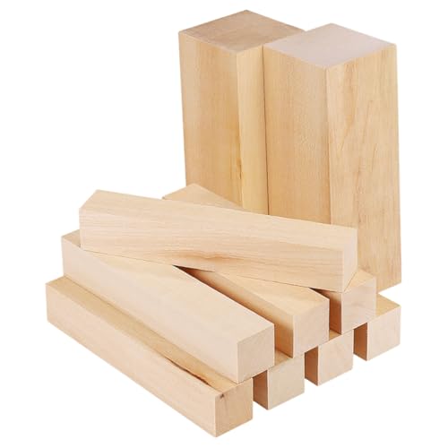 Gatuida 10 Stück Teiliges Set Unbehandelter Lindenholz Schnitzblöcke für Anfänger und Profis DIY Holzschnitzen Vielseitig Einsetzbar für Kreative Projekte und Bastelarbeiten von Gatuida