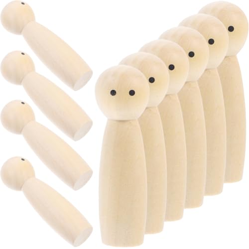 Gatuida 10 Stück Unlackierte Holz Puppen DIY Malen für Kreative Holzfiguren für Heimdekoration und Bastelprojekte Unfinished Wooden Peg Dolls von Gatuida