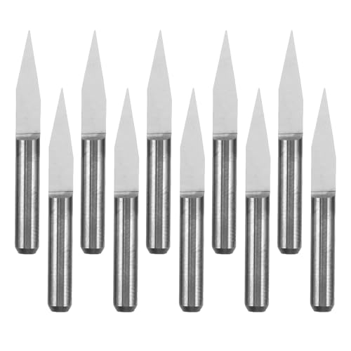 Gatuida 10-teiliges Bastelmesser-Set für CNC-Fräser, Holzgravurbohrer, V-Nut-Schnitzwerkzeug-Set für die Holzbearbeitung zum Markieren und Fräsen, Silber von Gatuida