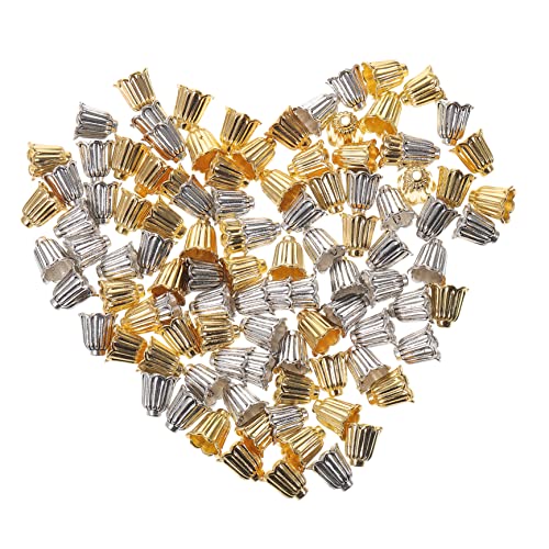 Gatuida 100 Stück DIY Schmuck Perlenkappen aus Hochwertiger Legierung Blumen Design Endkappen und Spacer für Ohrringe Armbänder Halsketten Vielseitiges Bastelzubehör Gold und Silber von Gatuida