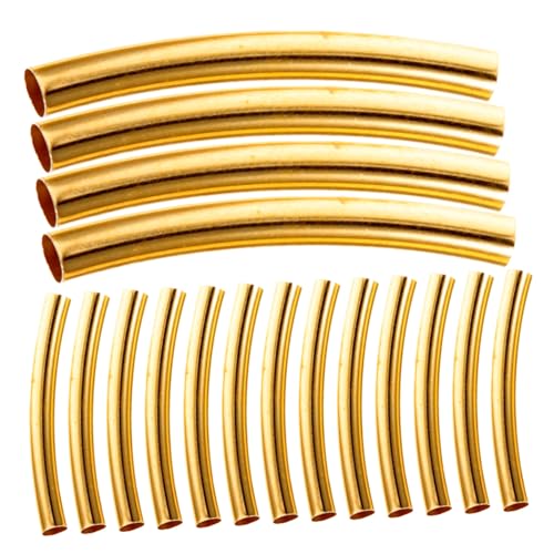 Gatuida 100 Stück Gebogene Metallröhrchen Spacer Perlen für Armband Schmuck DIY Goldfarbene Hohle Verbindungselemente Langlebige Zwischenstücke für Halsketten und Bastelarbeiten von Gatuida