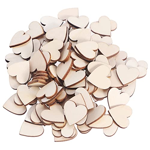 Gatuida 100 Stück Herz Holzscheiben für DIY Bastelprojekte Natürliche Holzscheiben zum Verzieren Hochzeit Deko Scrapbooking Dekupage Bastelbedarf Rustikale Tischdeko von Gatuida