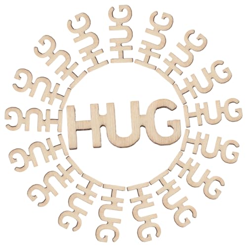 Gatuida 100 Stück Holz Hug Buchstaben Cutouts Unvollendete Holzdeko für DIY Projekte Streudeko für Hochzeiten Geburtstagsfeiern und Valentinstag von Gatuida