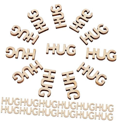 Gatuida 100 Stück Holzbuchstaben Hug Lustige Holzfiguren als Tischdeko oder Geschenkfüller für Babyparty und Hochzeiten Vielseitige Bastelmaterialien zur Kreativen Gestaltung von Gatuida
