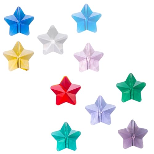Gatuida 100 Stück Kristall Stern Perlen Mischfarben DIY Schmuck Perlen für Halskette Armband Basteln mit Aufbewahrungsbox Langlebig und Vielseitig für Kreative Handarbeiten von Gatuida