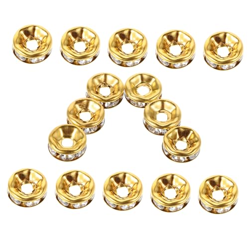 Gatuida 100 Stück Rondelle Strassperlen mit Großem Funkelnde Kristall Spacer Perlen für DIY Schmuckherstellung Armband Charms Vergoldete Schmuckperlen für Individuelle Designs von Gatuida