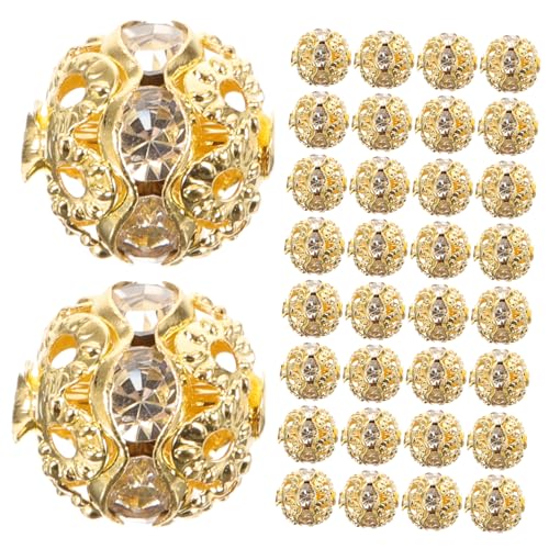 Gatuida 100 Stück Runde Strass Spacer Perlen Schmuckzubehör zum Auffädeln Glatte Oberfläche DIY Armband Zwischenperlen für Schmuckherstellung und Bastelprojekte von Gatuida