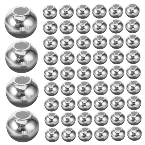Gatuida 100 Stück Silberperlen Große Lochperlen Glatte Spacer Beads für DIY Schmuckherstellung Halsketten Armbänder Basteln Leichte Langlebige Metallperlen von Gatuida