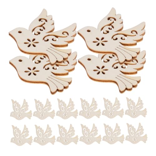 Gatuida 100 Stück Taubenanhänger Unbehandelte Holzvogelformen für Bastelarbeiten Natürliche Holzfriedens Tauben Dekorative Anhänger für Diy Projekte und Home Decor von Gatuida