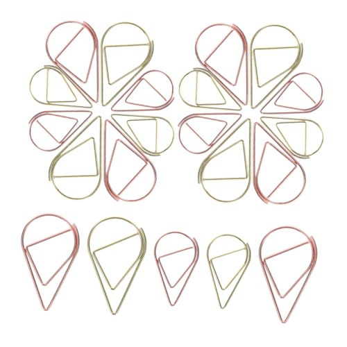 Gatuida 100 Stück Teardrop Metall Büroklammern aus Kleine Goldene und Roségoldene Farben Vielseitige Dokumenten und Bastelorganisation Dekorative Clips für Schule Hochzeitseinladungen und von Gatuida