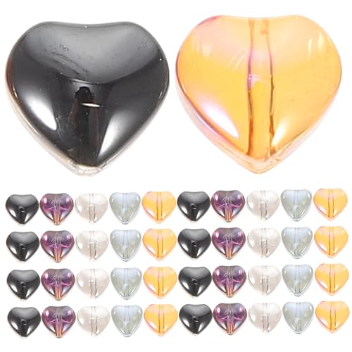 Gatuida 100 Stück Teiliges Glasperlen Herzform Bunte Farbverlauf Glas Kristallperlen für DIY Schmuckherstellung Armbänder Halsketten Bastelperlen Handwerk Zubehör von Gatuida