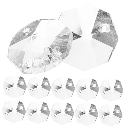 Gatuida 100 Stück Teiliges Transparente Glasperlen mit Doppelbohrung Oktagonal Geformte Vorhang Dekorperlen für DIY Bastelprojekte Vielseitig Einsetzbar für Strand von Gatuida