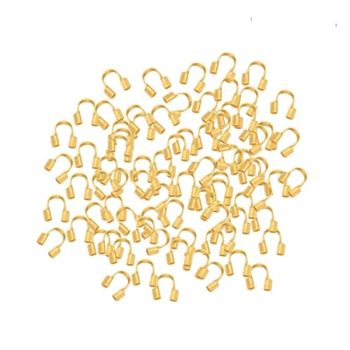 Gatuida 100 Stück U Förmige Kupfer Drahtschutzbügel für Schmuckherstellung DIY Halsketten Armbänder Zubehör Langlebige Drahtwächter für Ketten und Perlen Goldfarbene Schutzkappen von Gatuida