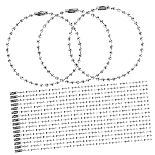 Gatuida 100 Stück Verstellbare Edelstahl Kugelkette Silber Lange Bead Connector Schlüsselanhänger Kette für Hundemarken Flaschenanhänger und DIY Schmuckbasteln von Gatuida