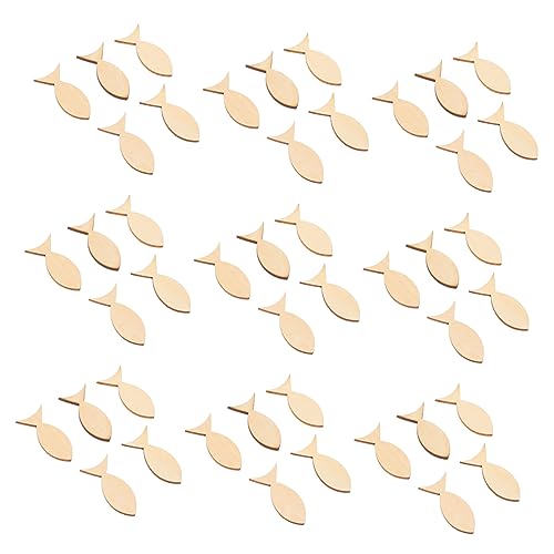 Gatuida 100 Stück massiver Fisch aus Holz holzspielsachen holz spachtelmasse Holzdekoration borden Holz Chips unvollendet Fischformen DIY Holzanhänger zum Aufhängen dekorative Holzscheiben von Gatuida