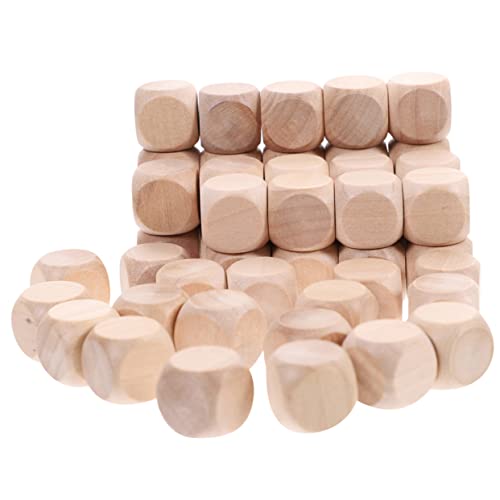 Gatuida 100 Stücke Holz Würfel Quadratische Blöcke Würfel Brettspiel Seitige Würfel Große Leere Würfel Spiel Holz Würfel Anzahl Würfel von Gatuida