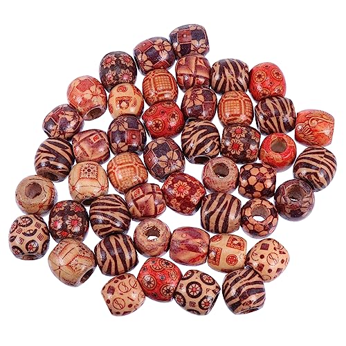 Gatuida 100Stücke Bemalte Holzperlen für DIY Schmuck Runde Perlen für Armbänder und Kunsthandwerk Zufällige Muster Perlen von Gatuida