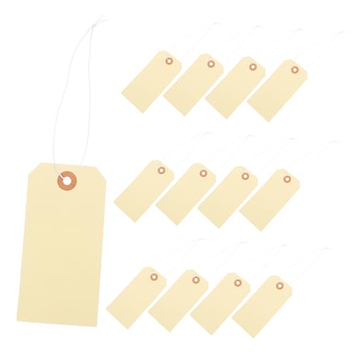 Gatuida 100Stücke Schmuckanhänger Leere Etiketten mit Elastischer Schnur Beschreibbare Hängeetiketten für Preisangaben Langlebig und Praktisch für Schmuck und Kleidung von Gatuida