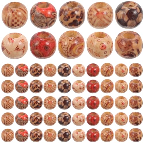 Gatuida 100Stücke Vintage Holzperlen Set Runde DIY Perlen für Armbänder und Schmuckherstellung Natürlicher Holzlook für Kreative Bastelprojekte von Gatuida