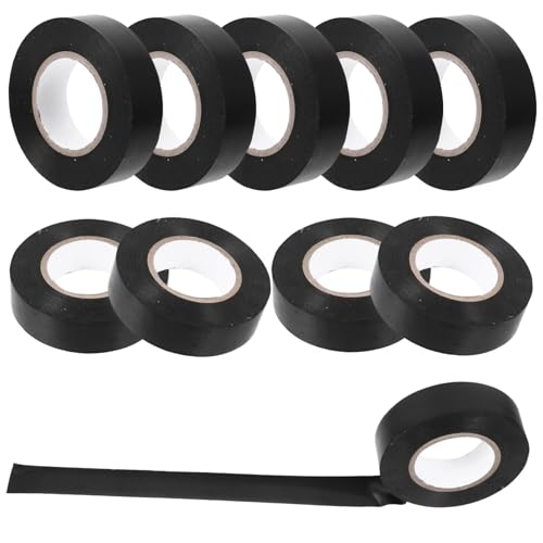 Gatuida 10Rollen Hochtemperatur Isolierband Flammhemmendes PVC Klebeband Feuchtigkeitsbeständig für Elektrische Anwendungen Schwarz von Gatuida