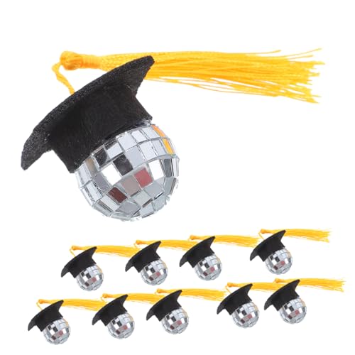Gatuida 10pcs Cupcake Toppers Mit Abschlusskappe Tassels Disco Ball Gestaltet Grad Cap Ornamente Für Den Kuchen Der Abschlusssaison Für Die University High School College von Gatuida