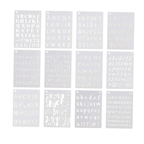 Gatuida 12 Blatt Teiliges Wiederverwendbare Pet Schablonen mit Buchstaben und Zahlen und Leicht für Malen Zeichnen und DIY Basteln Praktische Lernwerkzeuge für Junge Mädchen von Gatuida