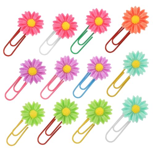 Gatuida 12 Stck Teiliges Kleine Dekorative Papierklammern mit Blumenmotiv Niedliche Lesezeichen Büroklammern Praktische Schmuckklammern für Planer Notizen und Dokumentenorganisation von Gatuida
