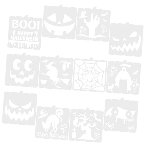 Gatuida 12 Stck. Teiliges Set Halloween Schablonen für Malerei Kürbis Geist Spinne und Hexe Wiederverwendbare Vorlagen für Kreative Halloween Projekte und Mehr von Gatuida