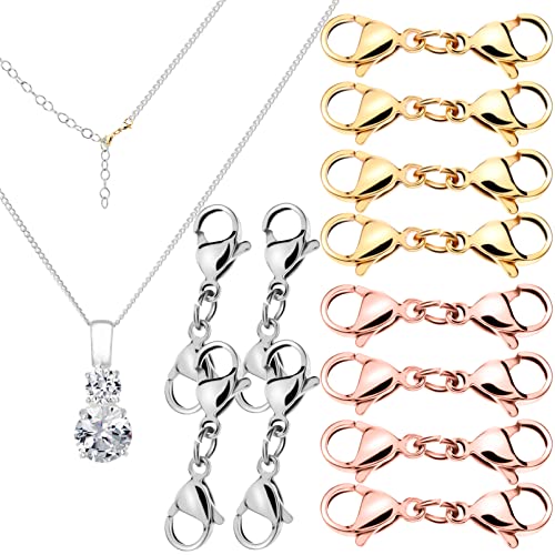 Gatuida 12 Stück Metall Lobster Clips für Armbänder und Doppelöffnungs Verschlüsse Gold Stahl und Roségold für DIY Schmuckherstellung und Verlängerungen von Gatuida