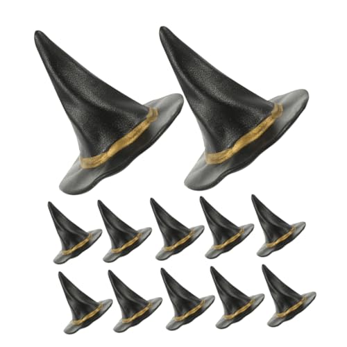 Gatuida 12 Stück Mini-Hexenhut Halloween-Kostüme für Puppenhüte Miniaturhüte kleine halloween dekoration kleine Hüte für Kuchendekor Hut für Minihauspuppe Plastik Black von Gatuida