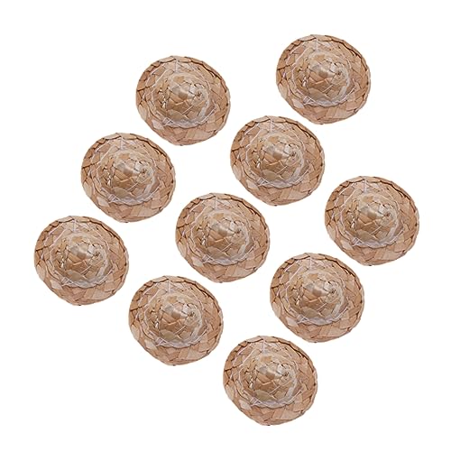 Gatuida 12 Stück Puppenmütze bastelset bastelmaterial für Lebendige Puppen Hand Puppenhüte Niedliche Puppenzubehör Stroh Mini winzig Kappen klein Gewebte Hölzern von Gatuida