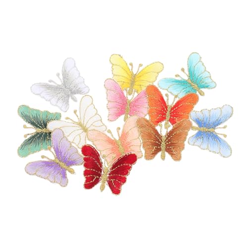 Gatuida 12 Stück Schmetterlings Patches DIY Applikationen für Kleidung Dekoration mit Hochwertiger Stickerei Vielseitig Einsetzbar für Handwerk und Accessoires Zufällige Zufällige Farbe von Gatuida