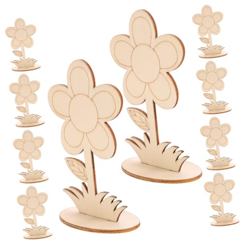 Gatuida 12 Stück Teiliges Blanko Holzblumen Bastelset aus Robustem Holz zum Bemalen und Kreativen Gestalten Glatte Oberfläche DIY Holzblumen für Erwachsene Dekoration für Zimmer und Büro von Gatuida